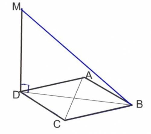 Abcd - квадрат. отрезок md перпендикулярен к плоскости abc. докажите, что mb перпендикулярен ac.
