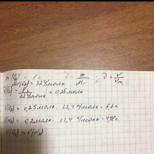 Вдвух резиновых шариках находятся газы: в одном-кислород массой 8 г, в другом азот количеством вещес
