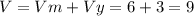 V=Vm+Vy= 6+3 =9