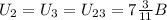 U_{2}=U_{3}=U_{23}=7 \frac{3}{11} B