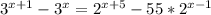 3^{x+1} - 3^x = 2^{x+5} - 55*2^{x-1}