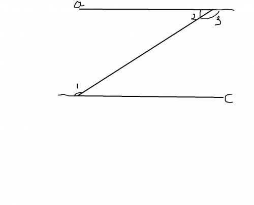 Дано: угол 1 + угол 2 = 180 градусов. угол 2= углу 3. докажите что a||с