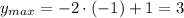 y_{max}=-2\cdot(-1)+1=3