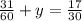 \frac{31}{60}+y = \frac{17}{30}