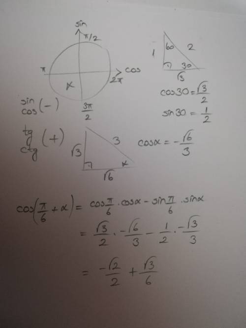 Дано sin(a)= -/3 < a < 3/2 найти: cos(/6+a)