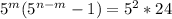 5^{m} ( 5^{n-m} -1)= 5^{2} *24