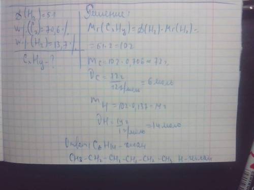 мою жизнь, меня 1) дано: w(c)=70.6% w(h)=13.7% dh2=51 cxhy-? 2) рассчитайте массу этилового спирта,