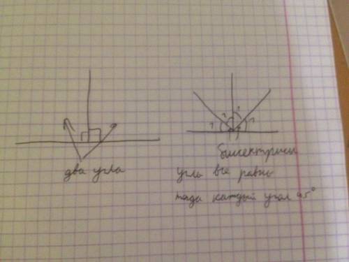 Стороны двух углов с общей стороной попарно перпендикулярны. каково взаимное расположение биссектрис