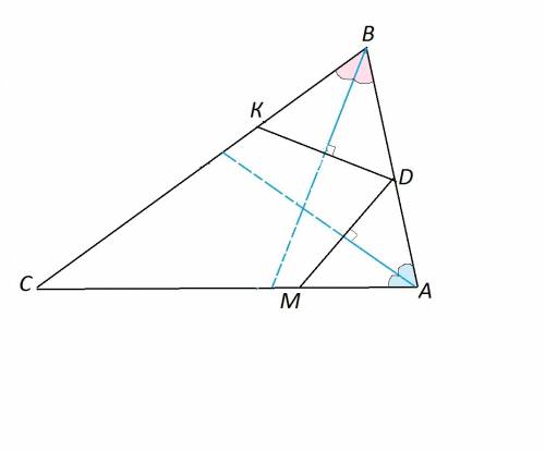 Через середину d стороны ab треугольника abc проведено прямые, перпендикулярные к биссектрис углов a
