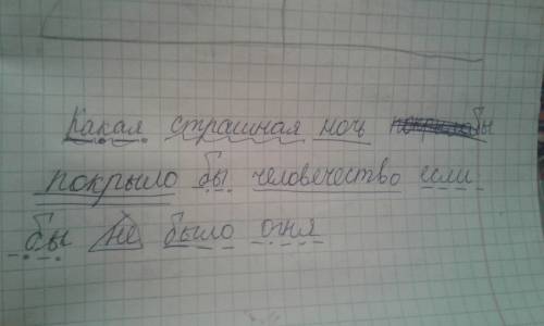 Полный синтаксический разбор предложения. какая страшная ночь покрыла бы человечество если бы не был