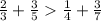 \frac{2}{3} + \frac{3}{5} \frac{1}{4} + \frac{3}{7}