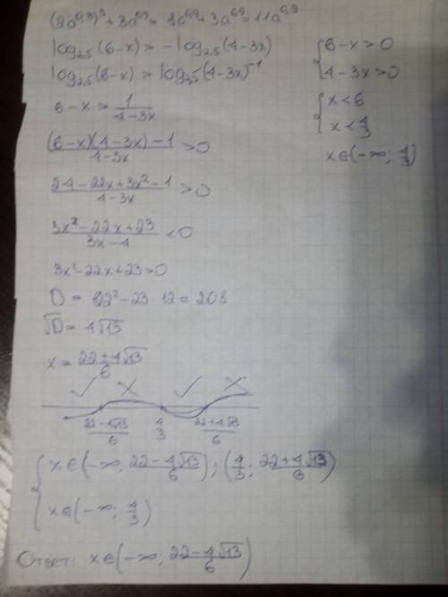 Выражение (2a^0.3)^3+3a^0.9 решить неравенство log2.5(6-x)> -log 2.5(4-3x)