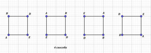 Начертите квадрат.обозначьте его вершины буквами a,b,d,e.сколько различных обозначения квадратов в т