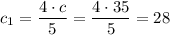 c_{1}=\dfrac{4\cdot c}{5}=\dfrac{4\cdot 35}{5}=28