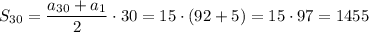 S_{30}= \dfrac{a_{30}+a_1}{2}\cdot30=15\cdot(92+5)= 15\cdot97=1455