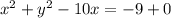 x^{2} +y^2-10x=-9+0