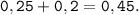 \tt \displaystyle 0,25+0,2 = 0,45.