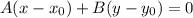 A(x-x_0)+B(y-y_0)=0