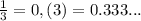 \frac{1}{3} = 0,(3)=0.333...