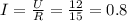 I= \frac{U}{R} = \frac{12}{15} =0.8