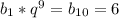 b_1*q^{9}=b_{10}=6