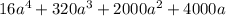 16a^4+320a^3+2000a^2+4000a