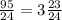 \frac{95}{24}=3 \frac{23}{24}