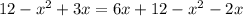 12 - x {}^{2} + 3x = 6x + 12 - x {}^{2} - 2x