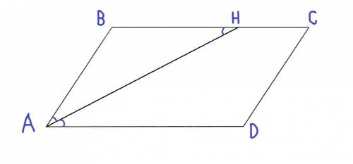 Найдите величину острого угла параллелограмма abcd , если биссектриса угла a образует со стороной bc