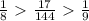 \frac{1}{8}\ \textgreater \ \frac{17}{144}\ \textgreater \ \frac{1}{9}