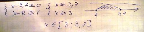 Система неравенств (x-3,7< =0 (x-2> =1