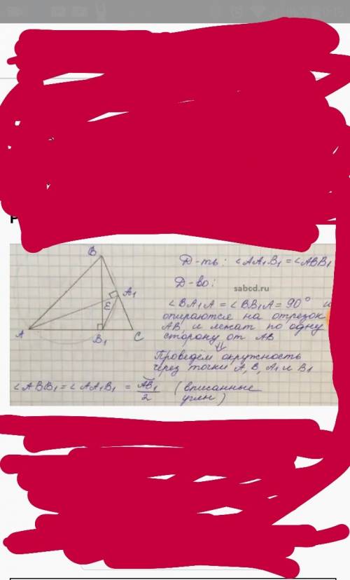 18. в остроугольном треугольнике авс провели высоты aa1 и bb1. найдите