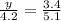 \frac{y}{4.2} = \frac{3.4}{5.1}