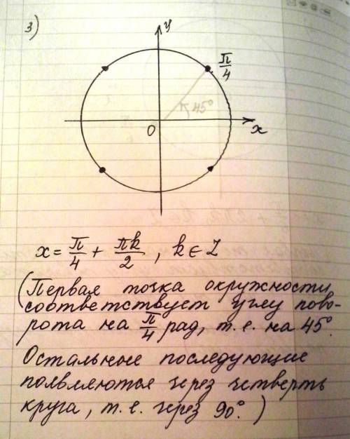 50 надо изобразить точки по формулам 1) пи/3 + пи*k 2)-пи/6 +2пи*k 3)пи/4 + (пи*k)/2