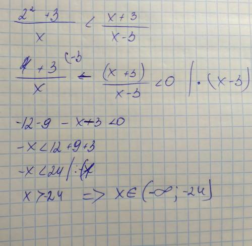 Решите неравенства: 2^2+3/x < x+3/x-3