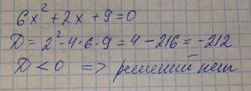 Найдите дискриминант квадратного уравнения 6x^2+2x+9=0