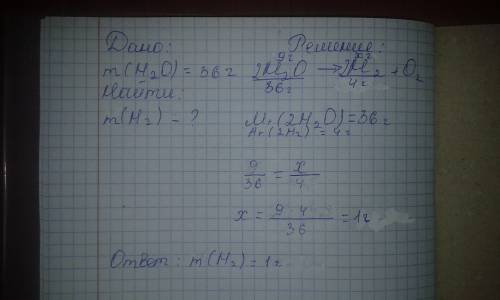 Вычислите массу водорода, выделившегося в результате 9г.воды