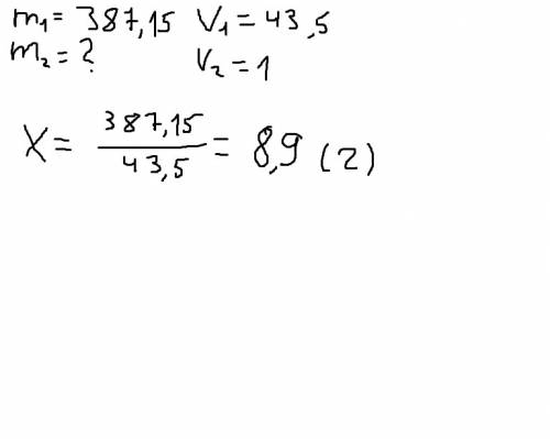 Медный брусок объемом 43, 5 см³ имеет массу 387, 15 г. какая какова масса 1 см³ меди? лучше сделайте