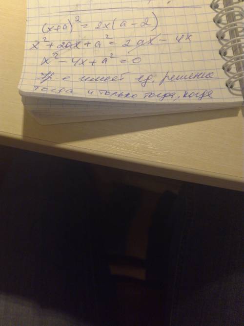 Наибольшее значение параметра а, при котором уравнение (х+а)^2=2x(а-2) имеет единственное решение