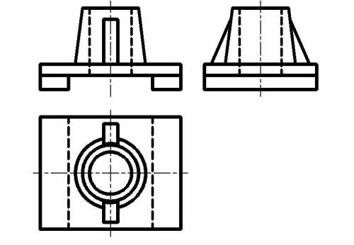 Нужно начертить вид спереди, сверху и слева