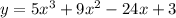 y=5x^3+9x^2-24x+3