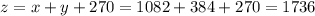 z = x+y+270=1082+384+270=1736