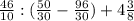 \frac{46}{10}:(\frac{50}{30}-\frac{96}{30})+4\frac{3}{8}