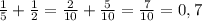 \frac{1}{5}+\frac{1}{2}=\frac{2}{10}+\frac{5}{10}=\frac{7}{10}=0,7