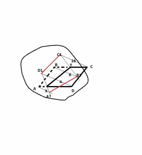 С(10 класс) дан параллелограмм и пересекающая его плоскость. через вершины параллелограмма проведены