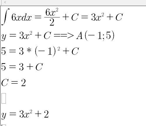 Укажіть первісну для функції f(x)=6x, графік якої проходить через точку а (-1, 5)