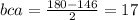 bca = \frac{180 - 146}{2} = 17