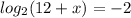 log_{2}(12 + x) = - 2