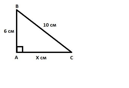 Гипотенуза прямоугольного треугольника 10 см а катет 6 см найти второй катет треугольника