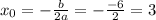 x_0=- \frac{b}{2a} =- \frac{-6}{2} =3